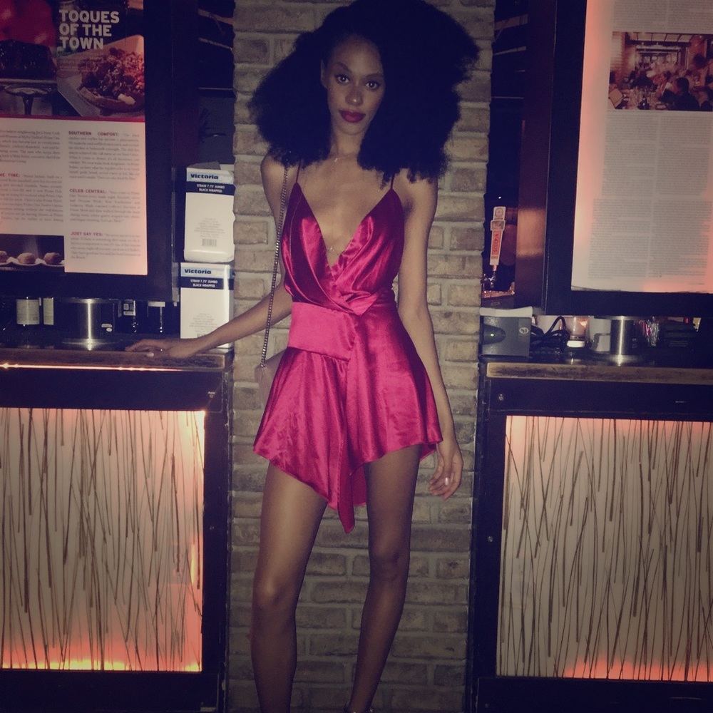 House of CB Red Satin Mini Dress